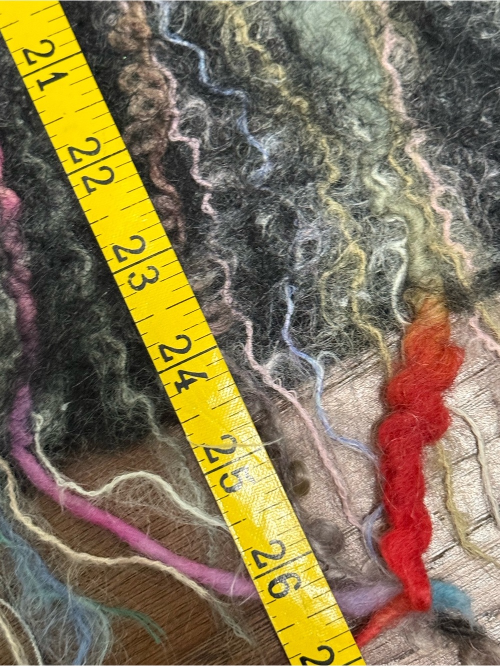 Wool Silk Blend Textured Multi Color Fringe Scarf Black Bohemian - Picture 3 of 6
